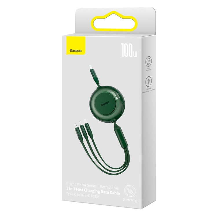 Baseus Bright Mirror 3 in 1 USB-C / Type-C 100W Telescopic Data Cable, Length: 1.2m(Dark Green) - Multifunction Cable by Baseus | Online Shopping South Africa | PMC Jewellery | Buy Now Pay Later Mobicred