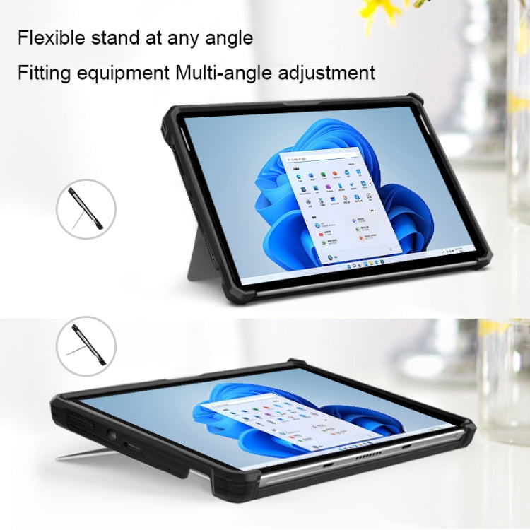 For Microsoft Surface Pro 8 Striped Hollow Tablet Case with Holder Cover(Black) - Others by PMC TechLife | Online Shopping South Africa | PMC TechLife | Buy Now Pay Later Mobicred