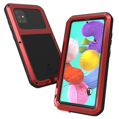 For Galaxy A51 LOVE MEI Metal Shockproof Waterproof Dustproof Protective Case(Red) - Galaxy Phone Cases by LOVE MEI | Online Shopping South Africa | PMC Jewellery