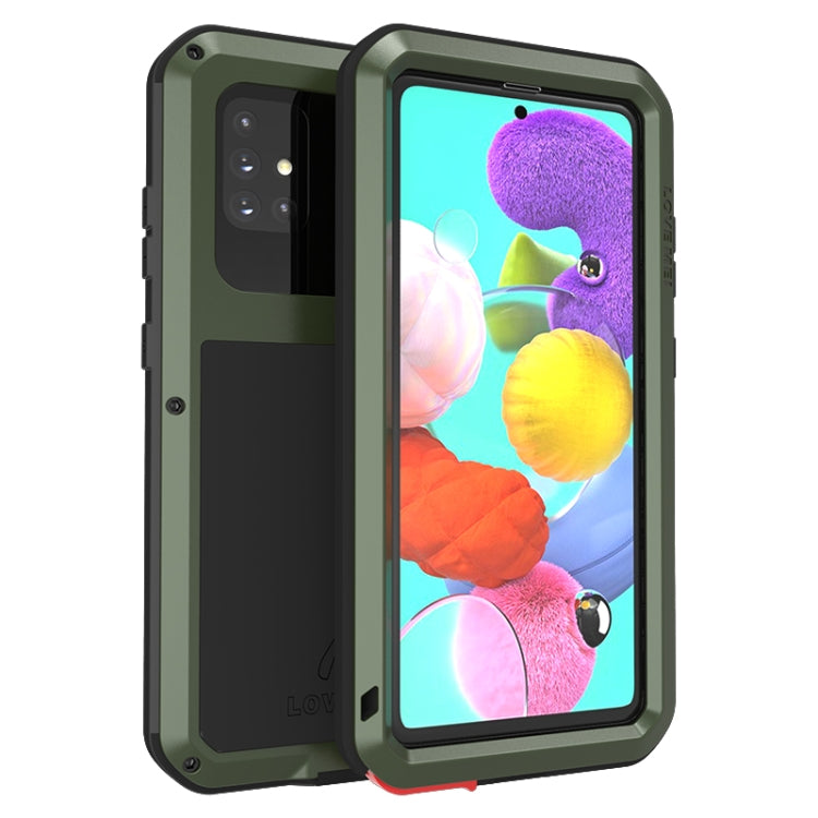 For Galaxy A51 LOVE MEI Metal Shockproof Waterproof Dustproof Protective Case(Army Green) - Galaxy Phone Cases by LOVE MEI | Online Shopping South Africa | PMC Jewellery