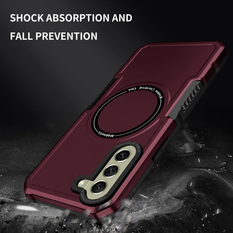 For Samsung Galaxy S21 FE 5G MagSafe Shockproof Armor Phone Case(Wine Red) - Galaxy Phone Cases by PMC Jewellery | Online Shopping South Africa | PMC Jewellery