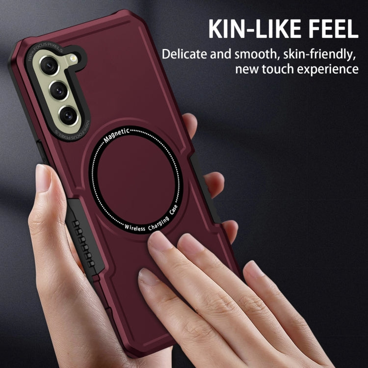 For Samsung Galaxy S21 FE 5G MagSafe Shockproof Armor Phone Case(Wine Red) - Galaxy Phone Cases by PMC Jewellery | Online Shopping South Africa | PMC Jewellery