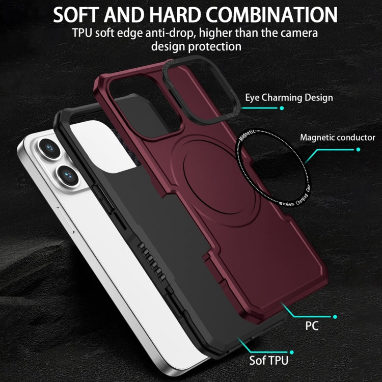 For Samsung Galaxy S21 FE 5G MagSafe Shockproof Armor Phone Case(Wine Red) - Galaxy Phone Cases by PMC Jewellery | Online Shopping South Africa | PMC Jewellery