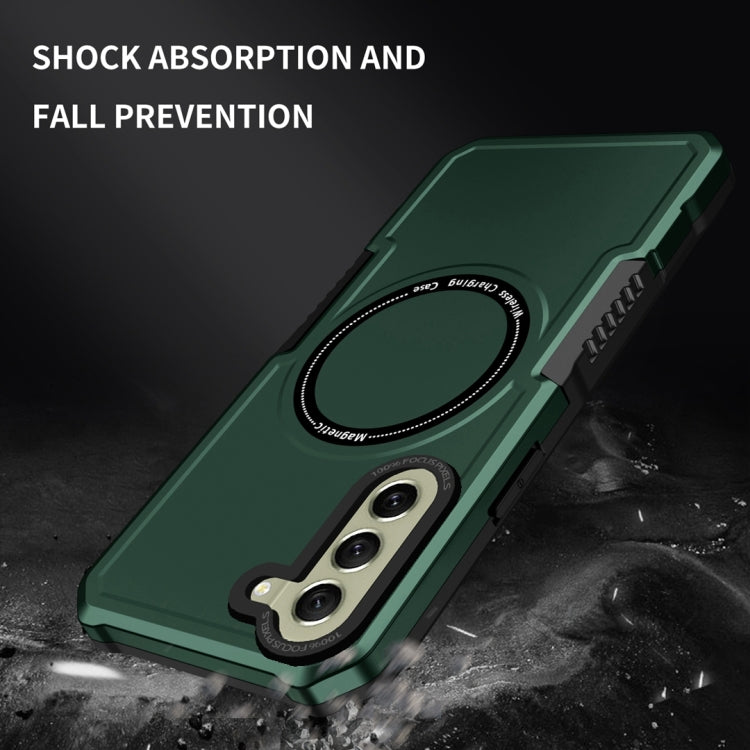 For Samsung Galaxy S21 FE 5G MagSafe Shockproof Armor Phone Case(Dark Green) - Galaxy Phone Cases by PMC Jewellery | Online Shopping South Africa | PMC Jewellery