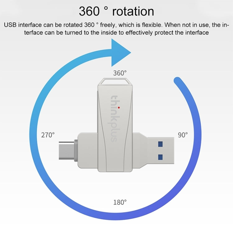 Lenovo Thinkplus MU252 USB 3.1 + USB-C / Type-C Flash Drive, Memory:128GB (Silver) - USB Flash Drives by Lenovo | Online Shopping South Africa | PMC Jewellery