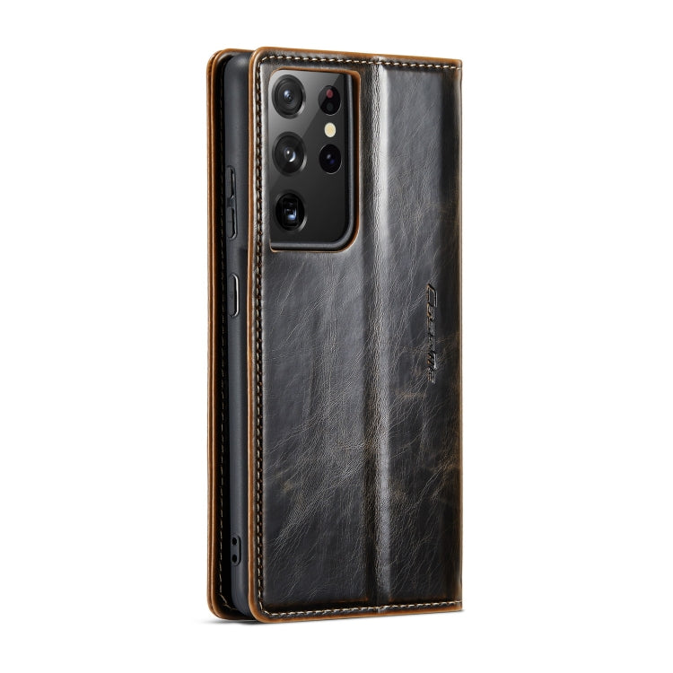 For Samsung Galaxy S21 Ultra 5G CaseMe 003 Crazy Horse Texture Leather Phone Case(Coffee) - Galaxy S21 Ultra 5G Cases by CaseMe | Online Shopping South Africa | PMC Jewellery | Buy Now Pay Later Mobicred