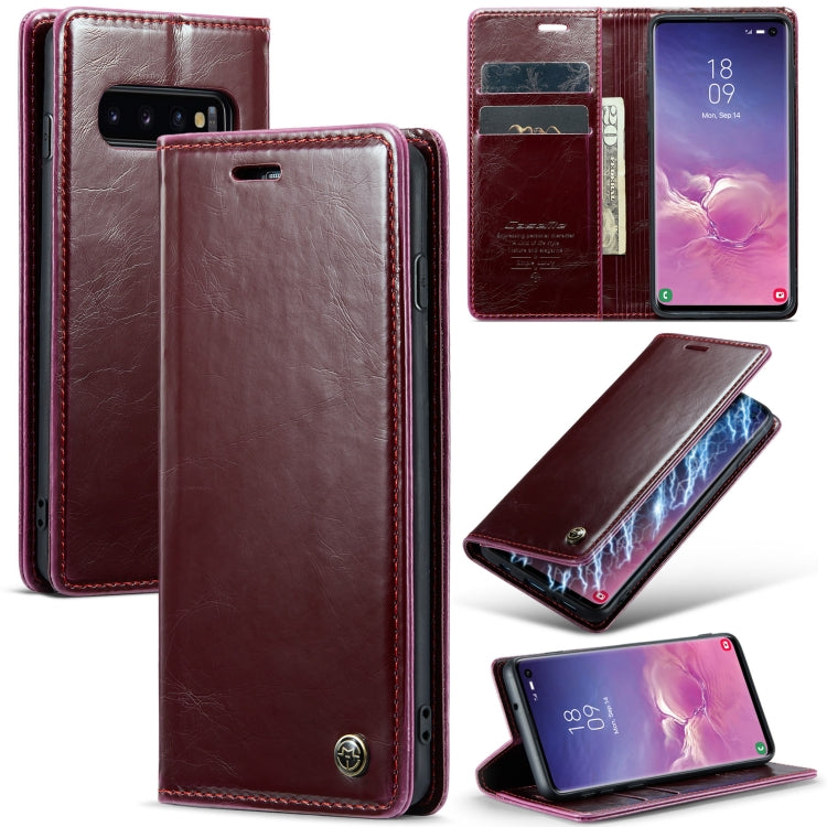 For Samsung Galaxy S10 CaseMe 003 Crazy Horse Texture Leather Phone Case(Wine Red) - Galaxy Phone Cases by CaseMe | Online Shopping South Africa | PMC Jewellery | Buy Now Pay Later Mobicred