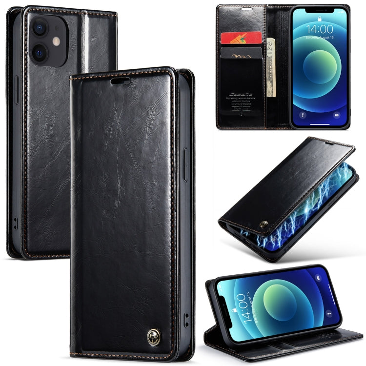 For iPhone 12 mini CaseMe 003 Crazy Horse Texture Leather Phone Case(Black) - iPhone 12 mini Cases by CaseMe | Online Shopping South Africa | PMC Jewellery | Buy Now Pay Later Mobicred