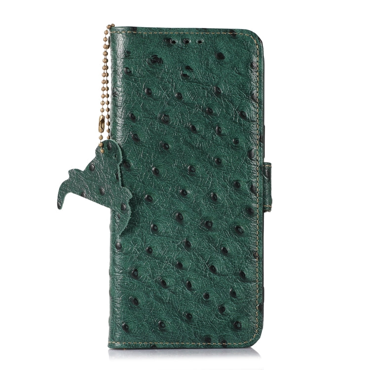 For Motorola Moto G72 4G Ostrich Pattern Genuine Leather RFID Phone Case(Green) - Motorola Cases by PMC TechLife | Online Shopping South Africa | PMC TechLife | Buy Now Pay Later Mobicred