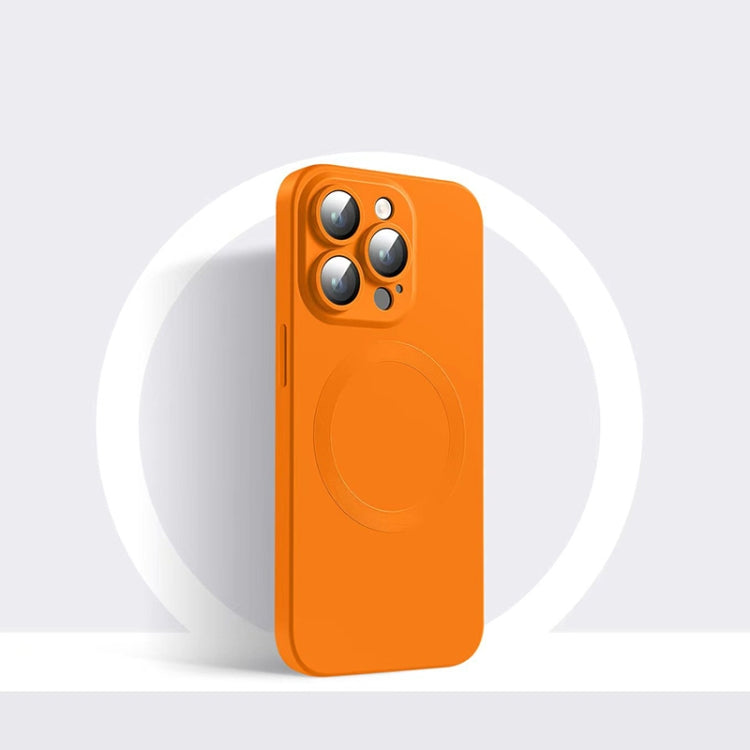 For iPhone 14 CD Texture MagSafe Liquid Silicone Phone Case(Orange) - free shipping - PMC TechLife - Order now!