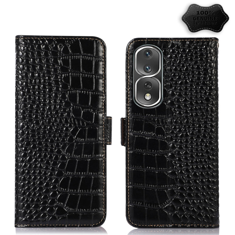 For Honor 80 Pro Crocodile Top Layer Cowhide Leather Phone Case(Black) - Honor Cases by PMC TechLife | Online Shopping South Africa | PMC TechLife | Buy Now Pay Later Mobicred