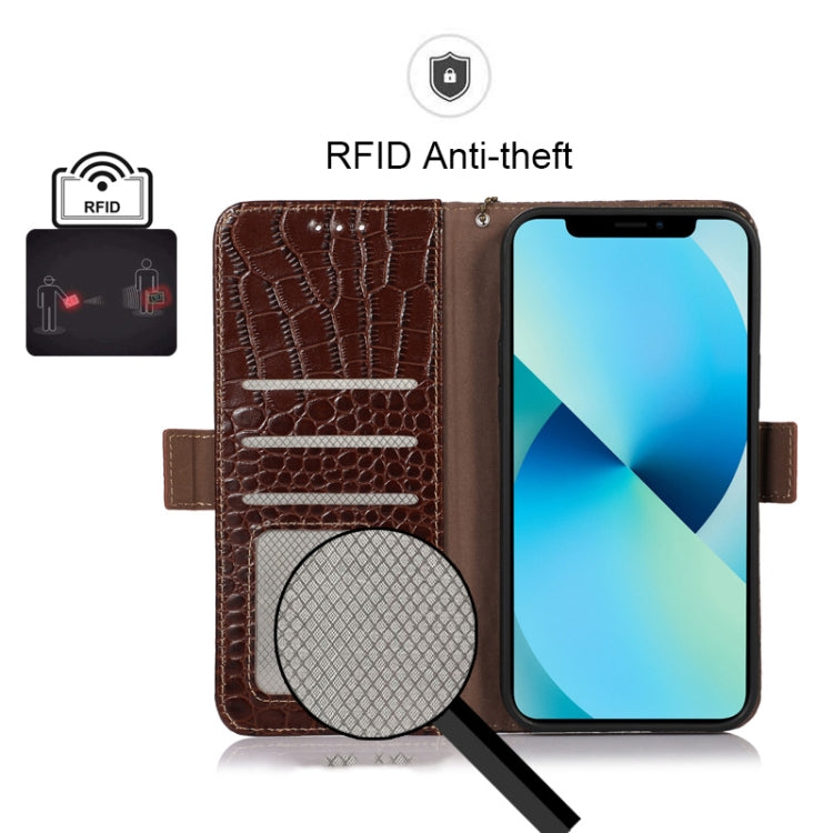 For Honor 80 Pro Crocodile Top Layer Cowhide Leather Phone Case(Brown) - Honor Cases by PMC TechLife | Online Shopping South Africa | PMC TechLife | Buy Now Pay Later Mobicred