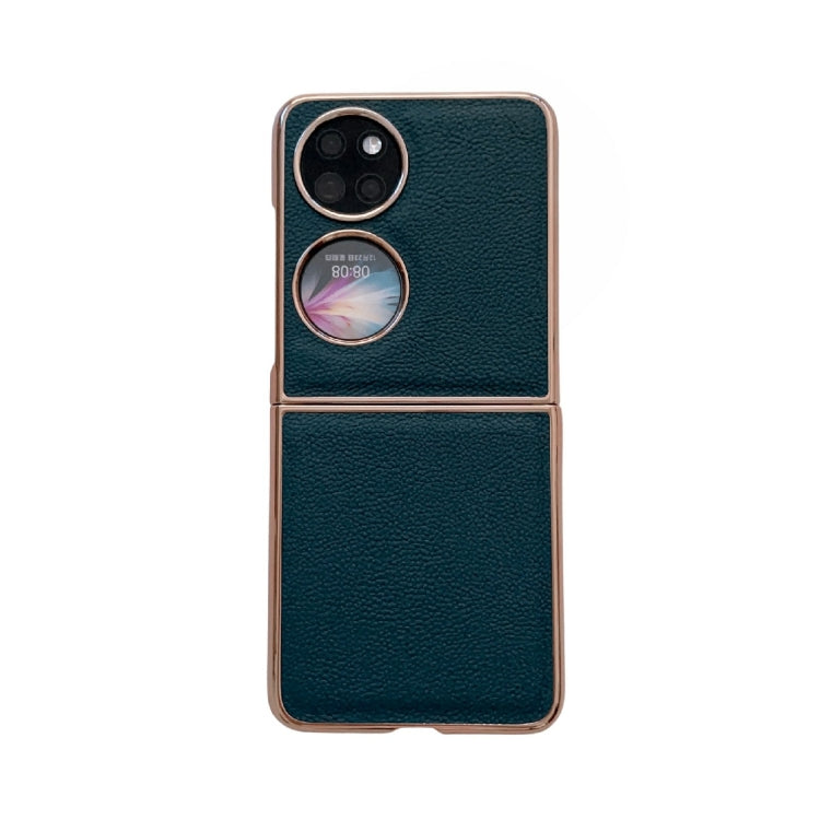 For Huawei P50 Pocket Nano Electroplating Genuine Leather Phone Case(Green) - Huawei Cases by PMC TechLife | Online Shopping South Africa | PMC TechLife | Buy Now Pay Later Mobicred
