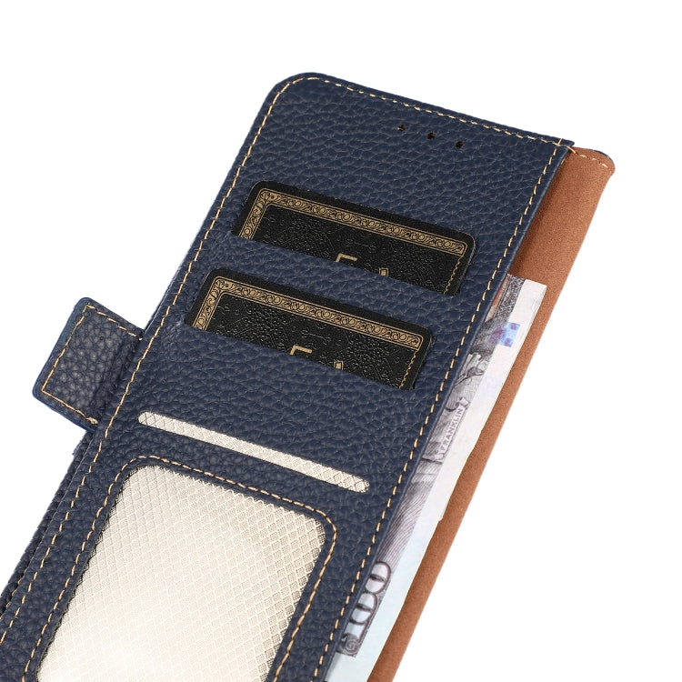 For Nokia C31 KHAZNEH Side-Magnetic Litchi Genuine Leather RFID Phone Case(Blue) - Nokia Cases by PMC TechLife | Online Shopping South Africa | PMC TechLife | Buy Now Pay Later Mobicred