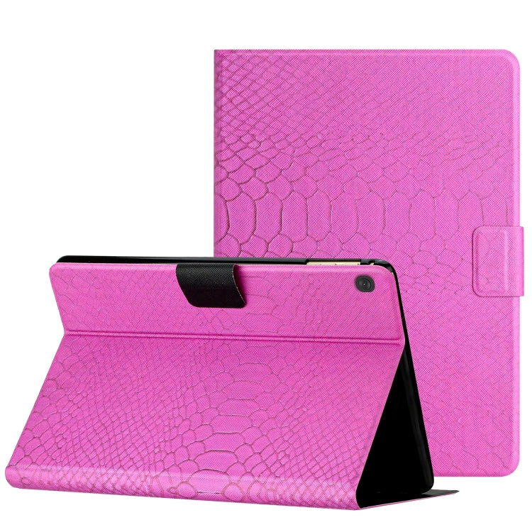 For Lenovo Tab M10 Solid Color Crocodile Texture Leather Smart Tablet Case(Rose Red) - Lenovo by PMC TechLife | Online Shopping South Africa | PMC TechLife | Buy Now Pay Later Mobicred