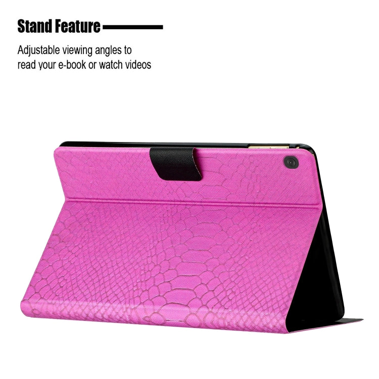 For Lenovo Tab M10 Solid Color Crocodile Texture Leather Smart Tablet Case(Rose Red) - Lenovo by PMC TechLife | Online Shopping South Africa | PMC TechLife | Buy Now Pay Later Mobicred