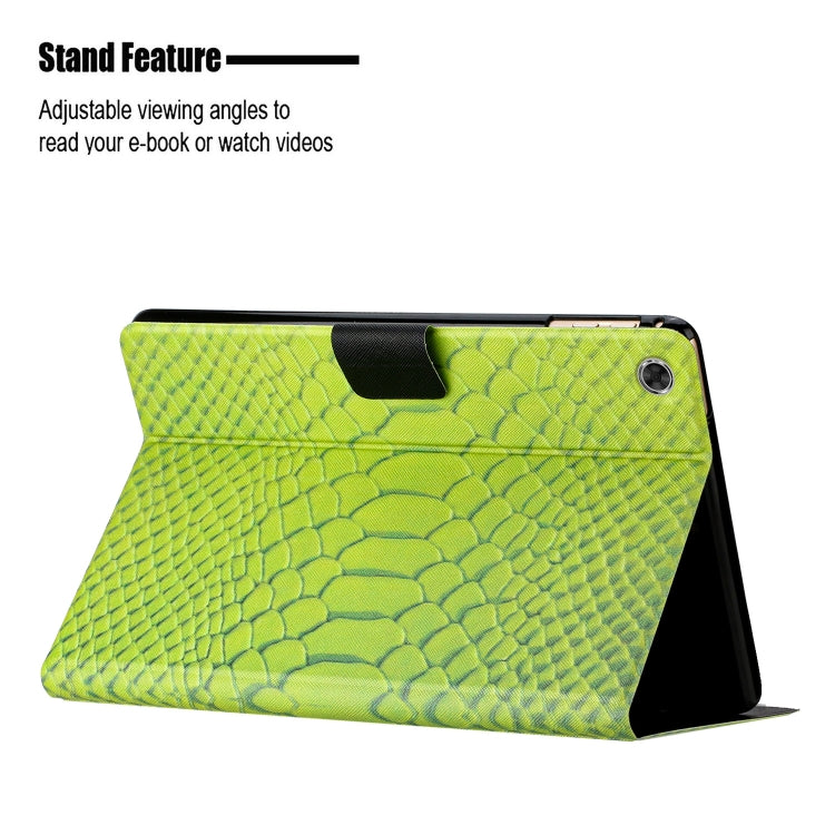 For Lenovo Tab M10 3rd Gen Solid Color Crocodile Texture Leather Smart Tablet Case(Green) - Lenovo by PMC TechLife | Online Shopping South Africa | PMC TechLife | Buy Now Pay Later Mobicred