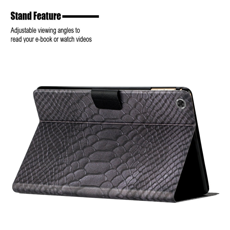 For Lenovo Tab M10 Plus Solid Color Crocodile Texture Leather Smart Tablet Case(Black) - Lenovo by PMC TechLife | Online Shopping South Africa | PMC TechLife | Buy Now Pay Later Mobicred