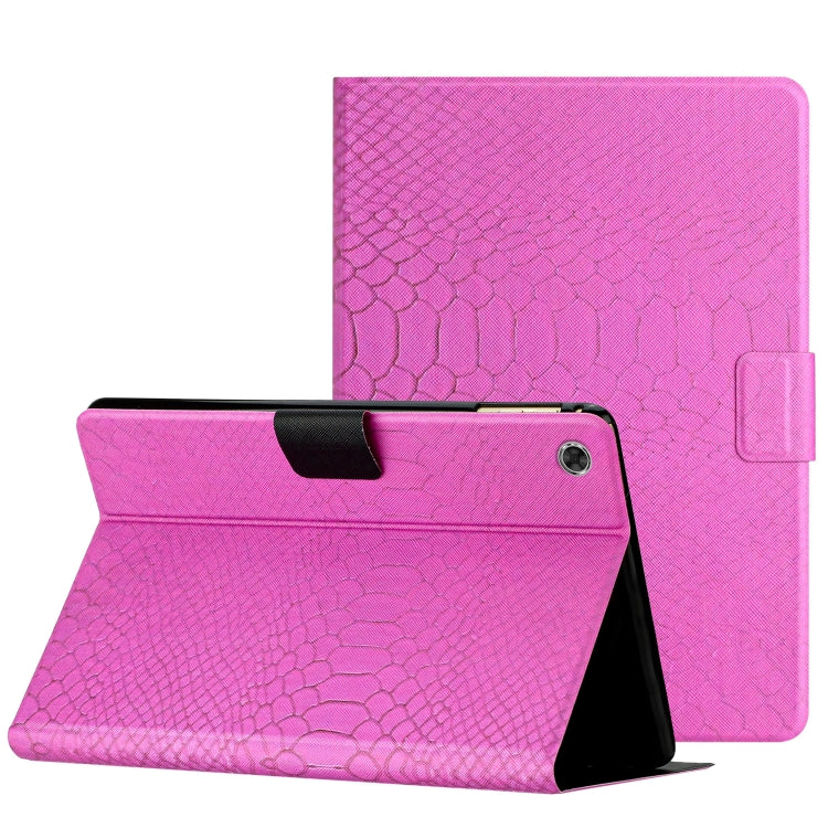 For Lenovo Tab M10 Plus Solid Color Crocodile Texture Leather Smart Tablet Case(Rose Red) - Lenovo by PMC TechLife | Online Shopping South Africa | PMC TechLife | Buy Now Pay Later Mobicred