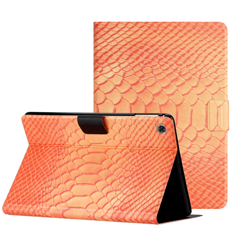 For Lenovo Tab M10 Plus 10.6 3rd Gen 2022 Solid Color Crocodile Texture Leather Smart Tablet Case(Orange) - Lenovo by PMC TechLife | Online Shopping South Africa | PMC TechLife | Buy Now Pay Later Mobicred