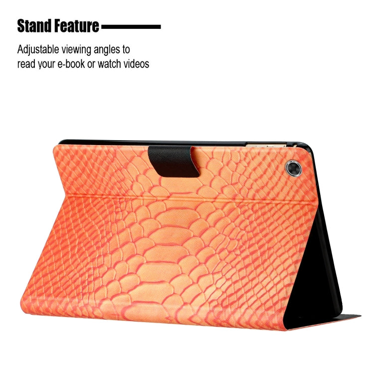 For Lenovo Tab M10 Plus 10.6 3rd Gen 2022 Solid Color Crocodile Texture Leather Smart Tablet Case(Orange) - Lenovo by PMC TechLife | Online Shopping South Africa | PMC TechLife | Buy Now Pay Later Mobicred