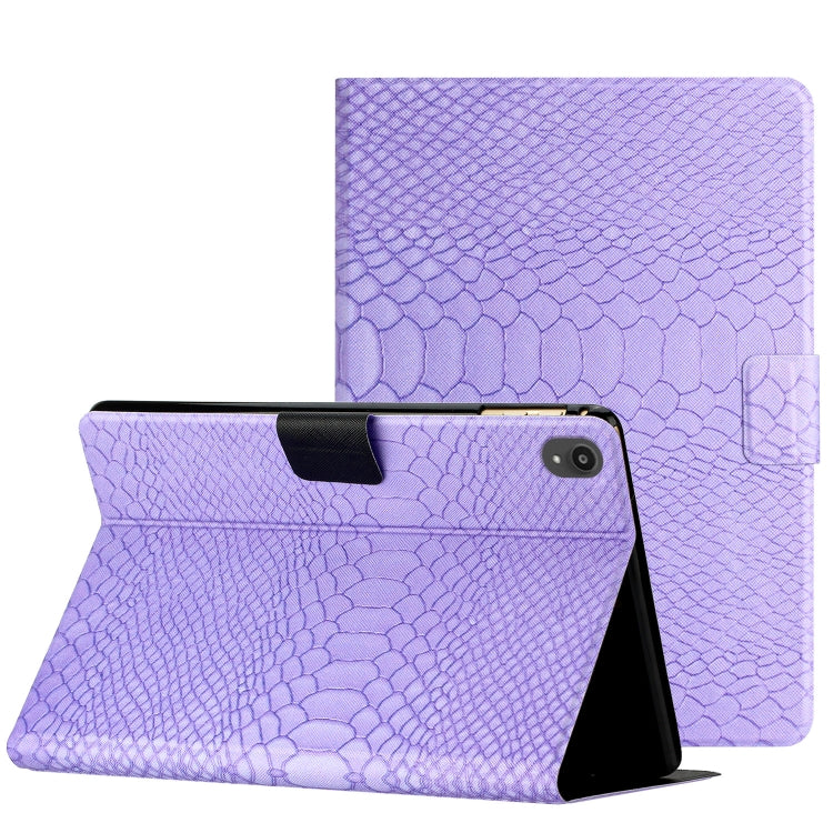 For Lenovo Tab P11 Solid Color Crocodile Texture Leather Smart Tablet Case(Purple) - Lenovo by PMC TechLife | Online Shopping South Africa | PMC TechLife | Buy Now Pay Later Mobicred