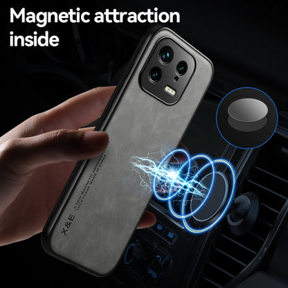 For Xiaomi 13 Skin Feel Magnetic Leather Back Phone Case(Light Grey) - 13 Cases by PMC Jewellery | Online Shopping South Africa | PMC Jewellery