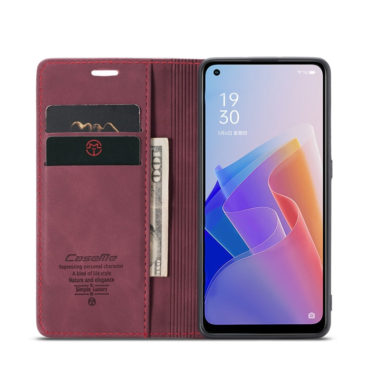 CaseMe 013 Multifunctional Horizontal Flip Leather Phone Case For OPPO Reno7 Z Global/Reno7 Lite Global/Reno8 Lite Global/F21 Pro 5G Global/Reno8 Z Global(Wine Red) - OPPO Cases by CaseMe | Online Shopping South Africa | PMC Jewellery | Buy Now Pay Later Mobicred