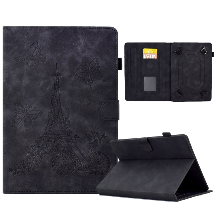 For 8 inch Tablets Tower Embossed Leather Tablet Case(Black) - Others by PMC TechLife | Online Shopping South Africa | PMC TechLife | Buy Now Pay Later Mobicred