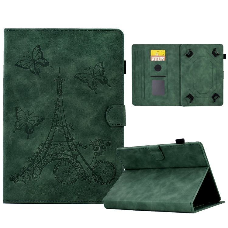 For 10 inch Tablets Tower Embossed Leather Tablet Case(Green) - Others by PMC TechLife | Online Shopping South Africa | PMC TechLife | Buy Now Pay Later Mobicred