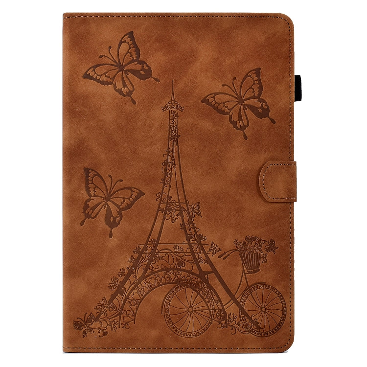For Lenovo M10 Plus Tower Embossed Leather Smart Tablet Case(Brown) - Lenovo by PMC TechLife | Online Shopping South Africa | PMC TechLife | Buy Now Pay Later Mobicred