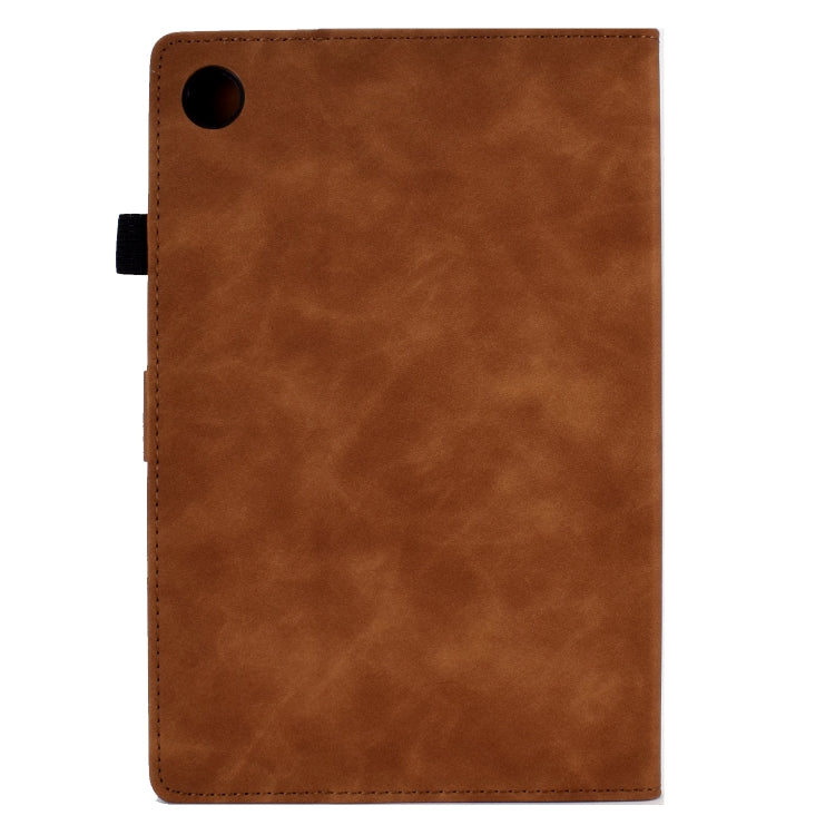 For Lenovo M10 Plus Tower Embossed Leather Smart Tablet Case(Brown) - Lenovo by PMC TechLife | Online Shopping South Africa | PMC TechLife | Buy Now Pay Later Mobicred
