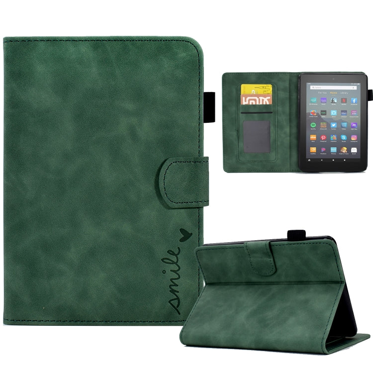 For Amazon Kindle Youth Version 2022 Embossed Smile Flip Tablet Leather Smart Case(Green) - Amazon by PMC TechLife | Online Shopping South Africa | PMC TechLife | Buy Now Pay Later Mobicred