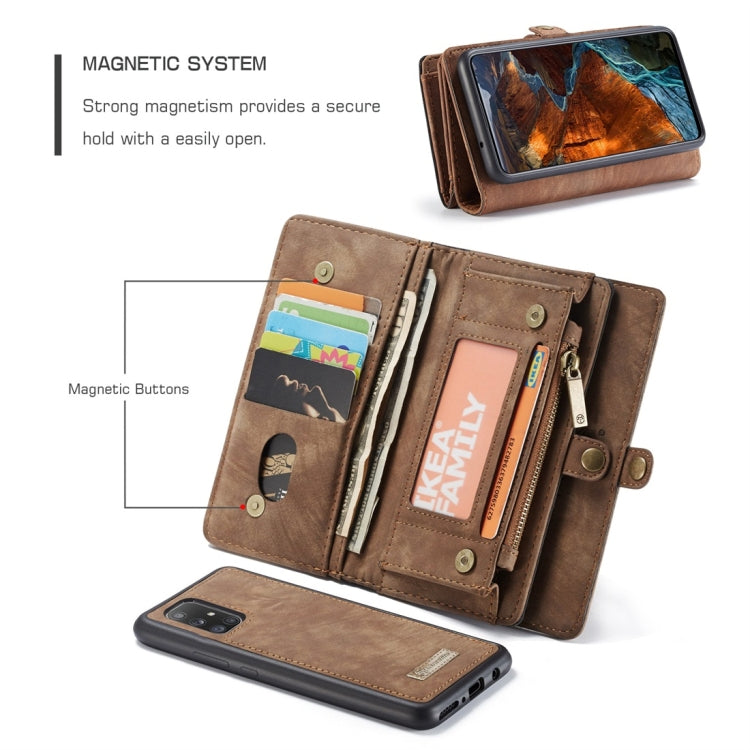 For Galaxy A51 4G CaseMe-008 Detachable Multifunctional Horizontal Flip Leather Case with Card Slot & Holder & Zipper Wallet & Photo Frame(Brown) - Galaxy Phone Cases by CaseMe | Online Shopping South Africa | PMC Jewellery | Buy Now Pay Later Mobicred