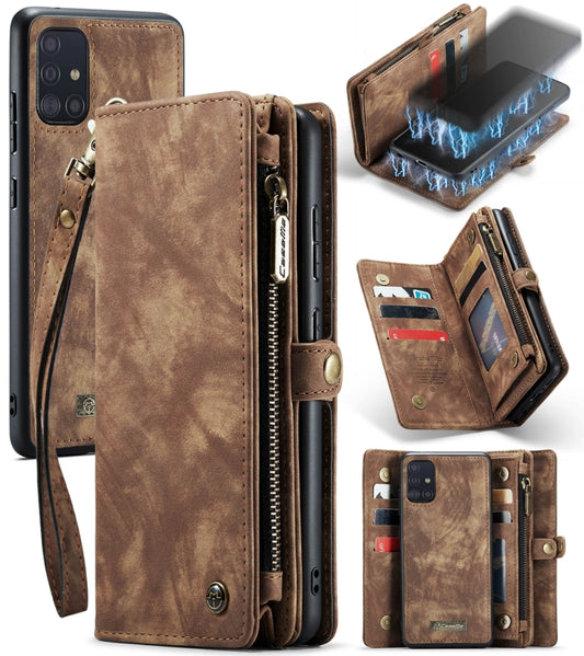 For Galaxy A71 4G CaseMe-008 Detachable Multifunctional Horizontal Flip Leather Case with Card Slot & Holder & Zipper Wallet & Photo Frame(Brown) - Galaxy Phone Cases by CaseMe | Online Shopping South Africa | PMC Jewellery | Buy Now Pay Later Mobicred