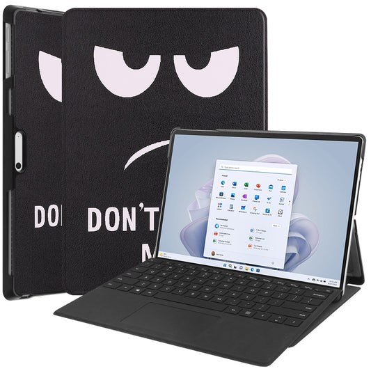 For Microsoft Surface Pro 9 Custer Painted 3-Fold Holder Leather Tablet Case(Big Eye Me) - Microsoft by PMC Jewellery | Online Shopping South Africa | PMC Jewellery | Buy Now Pay Later Mobicred