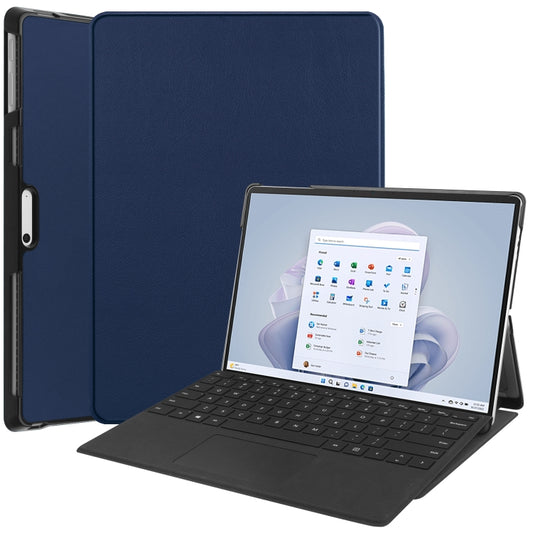 For Microsoft Surface Pro 9 Custer Pure Color Holder Leather Tablet Case(Dark Blue) - Microsoft by PMC Jewellery | Online Shopping South Africa | PMC Jewellery | Buy Now Pay Later Mobicred