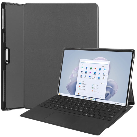 For Microsoft Surface Pro 9 Custer Pure Color Holder Leather Tablet Case(Grey) - Microsoft by PMC Jewellery | Online Shopping South Africa | PMC Jewellery | Buy Now Pay Later Mobicred