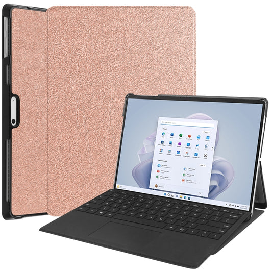 For Microsoft Surface Pro 9 Custer Pure Color Holder Leather Tablet Case(Rose Gold) - Microsoft by PMC Jewellery | Online Shopping South Africa | PMC Jewellery | Buy Now Pay Later Mobicred