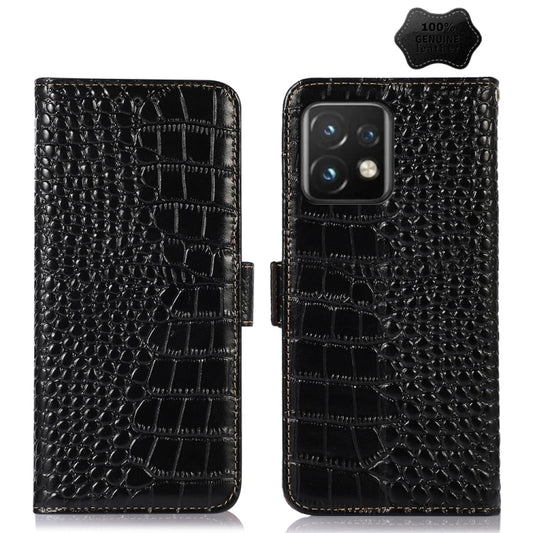 For Motorola Moto X40 Pro Crocodile Top Layer Cowhide Leather Phone Case(Black) - Motorola Cases by PMC Jewellery | Online Shopping South Africa | PMC Jewellery | Buy Now Pay Later Mobicred