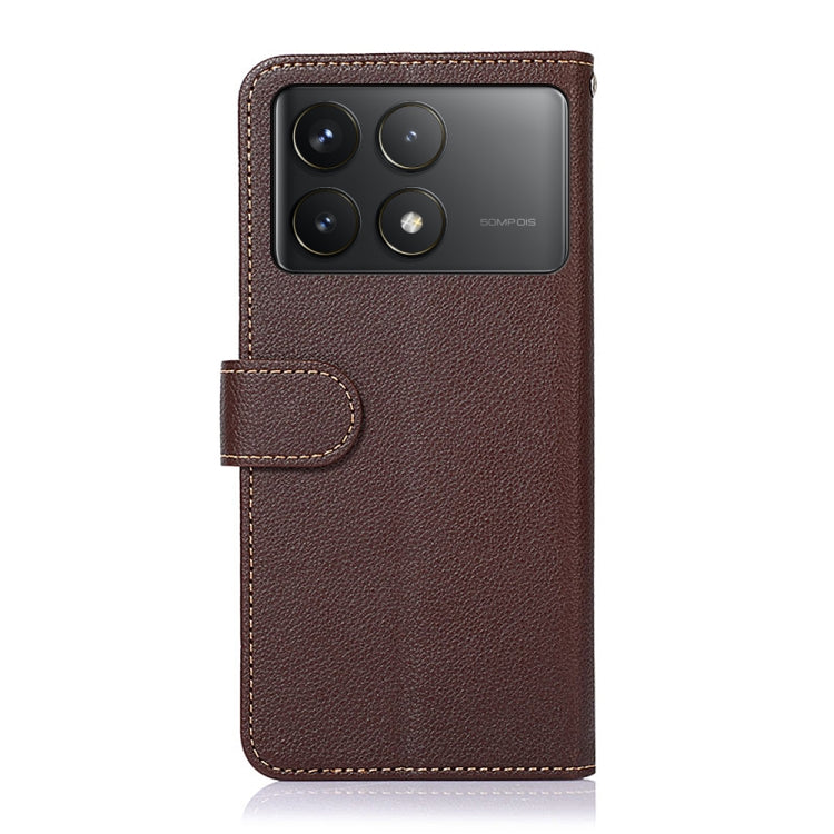 For Xiaomi Redmi K70 5G / K70 Pro 5G KHAZNEH Litchi Texture Leather RFID Phone Case(Brown) - K70 Cases by PMC Jewellery | Online Shopping South Africa | PMC Jewellery | Buy Now Pay Later Mobicred