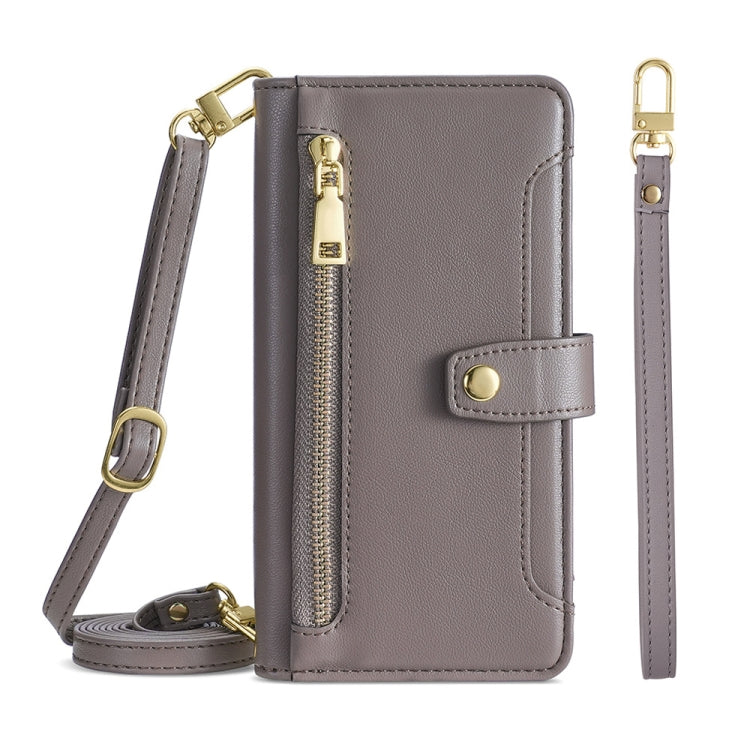 For Huawei P Smart Z / Enjoy 10 Plus Sheep Texture Cross-body Zipper Wallet Leather Phone Case(Grey) - Huawei Cases by PMC TechLife | Online Shopping South Africa | PMC TechLife | Buy Now Pay Later Mobicred