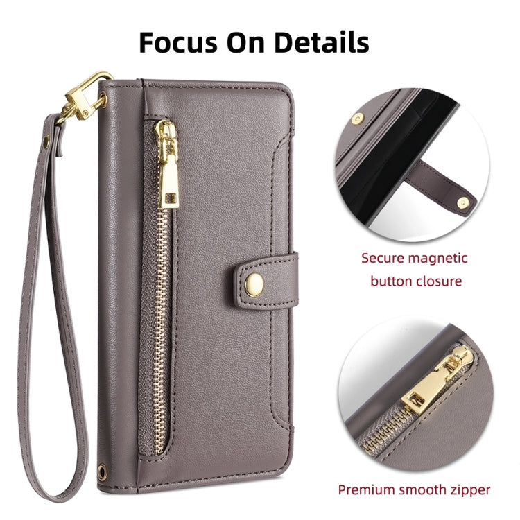 For Huawei P Smart Z / Enjoy 10 Plus Sheep Texture Cross-body Zipper Wallet Leather Phone Case(Grey) - Huawei Cases by PMC TechLife | Online Shopping South Africa | PMC TechLife | Buy Now Pay Later Mobicred