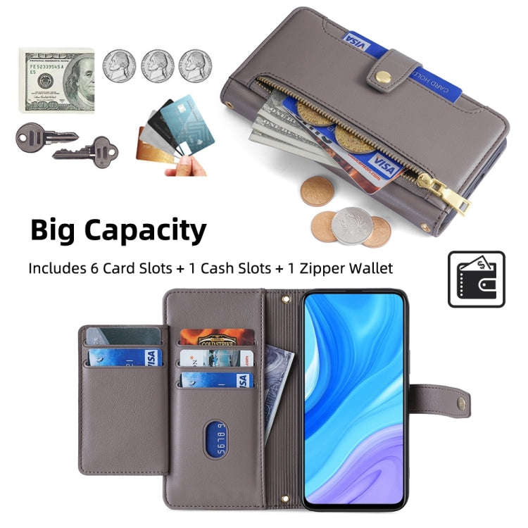 For Huawei P Smart Z / Enjoy 10 Plus Sheep Texture Cross-body Zipper Wallet Leather Phone Case(Grey) - Huawei Cases by PMC TechLife | Online Shopping South Africa | PMC TechLife | Buy Now Pay Later Mobicred