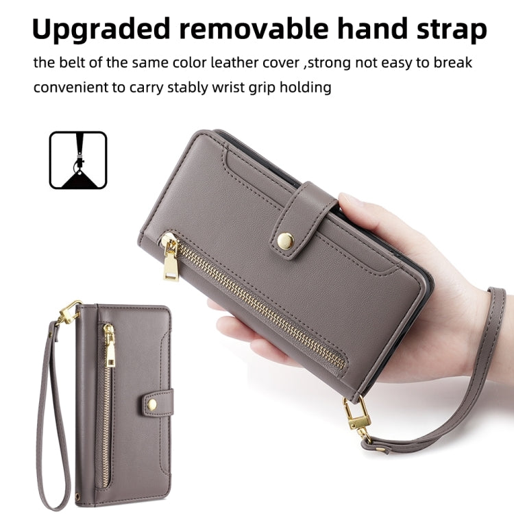For Huawei P Smart Z / Enjoy 10 Plus Sheep Texture Cross-body Zipper Wallet Leather Phone Case(Grey) - Huawei Cases by PMC TechLife | Online Shopping South Africa | PMC TechLife | Buy Now Pay Later Mobicred