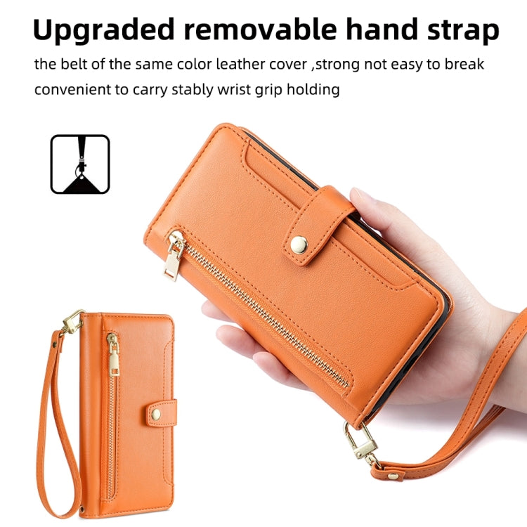 For Huawei Nova 10 Pro Sheep Texture Cross-body Zipper Wallet Leather Phone Case(Orange) - Huawei Cases by PMC TechLife | Online Shopping South Africa | PMC TechLife | Buy Now Pay Later Mobicred
