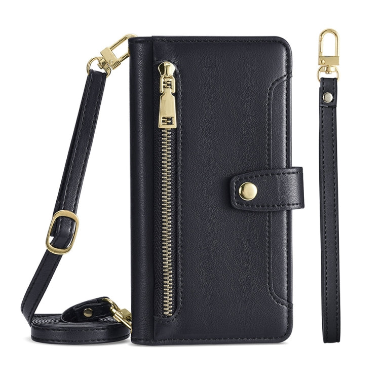 For Nokia C21 Plus Sheep Texture Cross-body Zipper Wallet Leather Phone Case(Black) - free shipping - PMC TechLife - Order now!