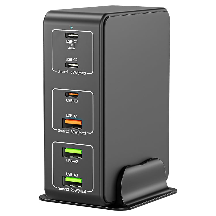 818H 120W Type-C + USB 6-Ports Desktop Fast Charger, Plug Type:US Plug(Black) - Multifunction Charger by PMC Jewellery | Online Shopping South Africa | PMC Jewellery | Buy Now Pay Later Mobicred