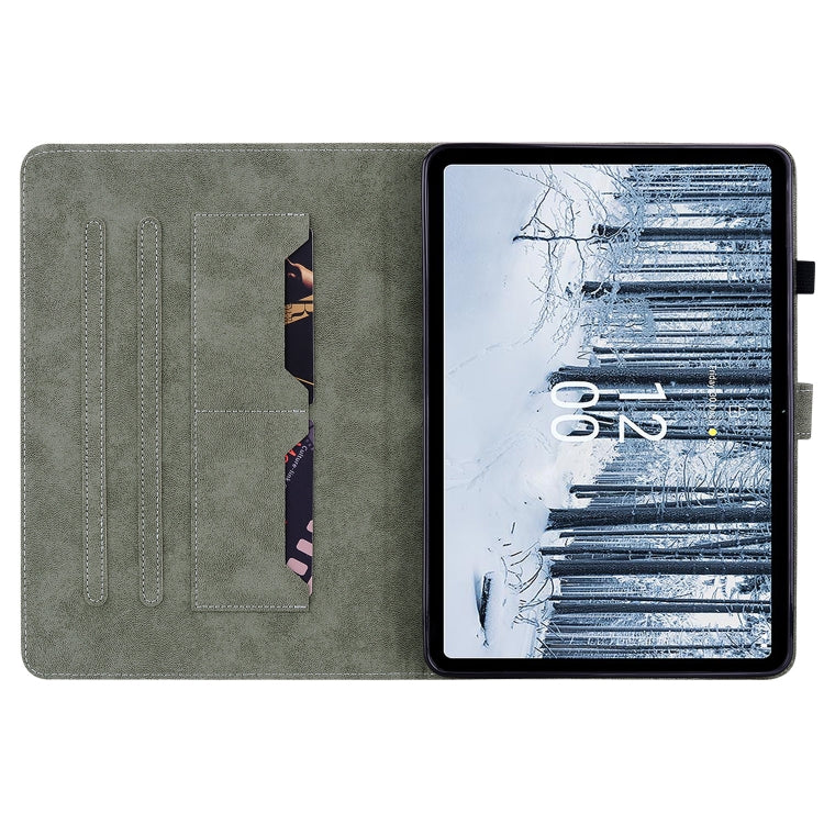 For Nokia T21 Tiger Pattern Flip Leather Tablet Case(Grey) - Nokia by PMC TechLife | Online Shopping South Africa | PMC TechLife | Buy Now Pay Later Mobicred