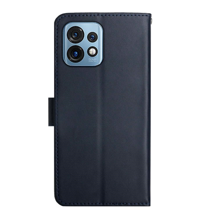 For Motorola Edge+ 2023 Genuine Leather Fingerprint-proof Flip Phone Case(Blue) - Motorola Cases by PMC TechLife | Online Shopping South Africa | PMC TechLife | Buy Now Pay Later Mobicred